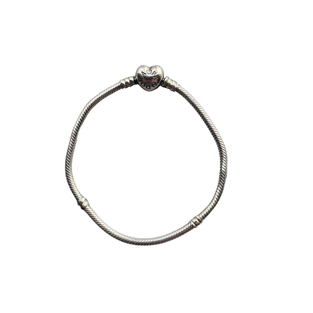 Pandora Moments Heart Clasp Snake Chain Bracelet Sterling Silver 8.25"